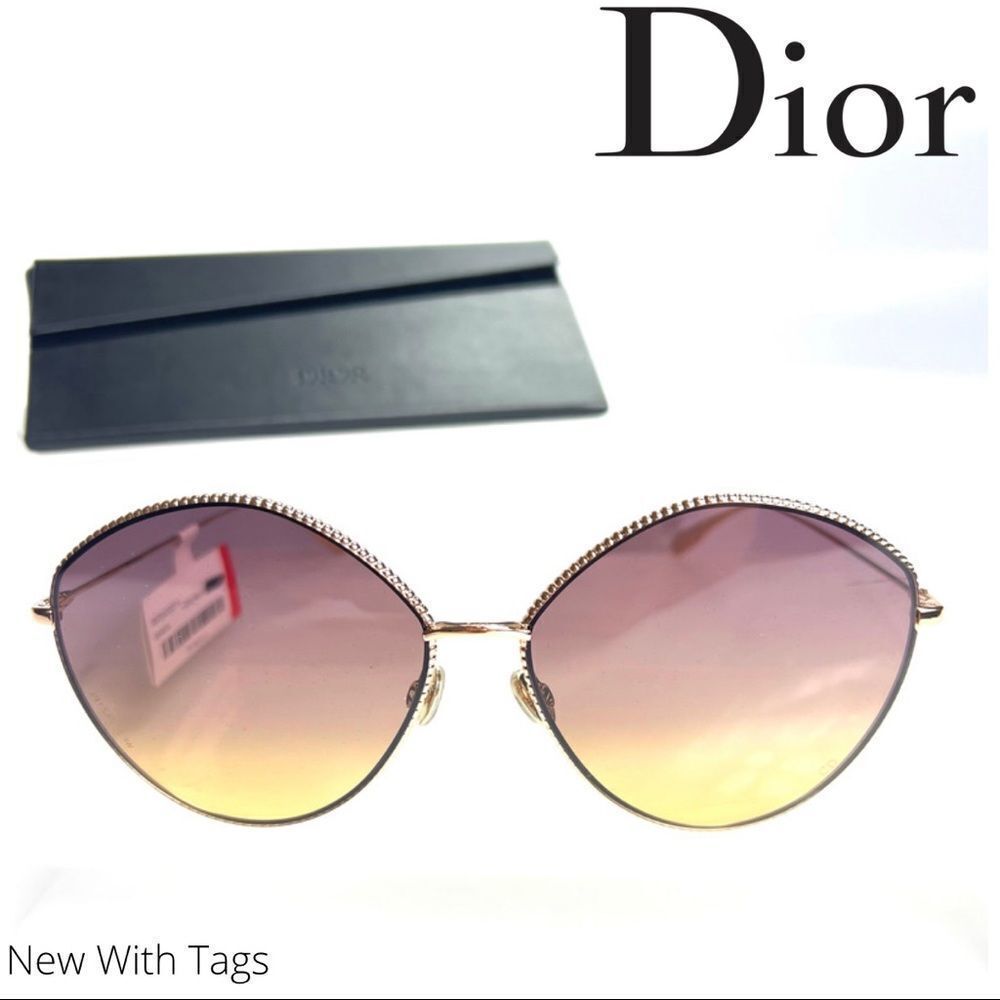 DIOR* Golden Tone Society 4 Sunglasses New W Tags